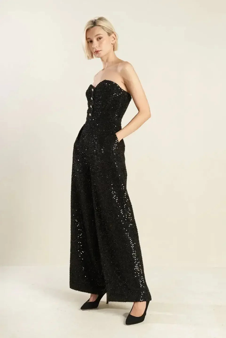 Sorelle Jumpsuit - Black Sequin