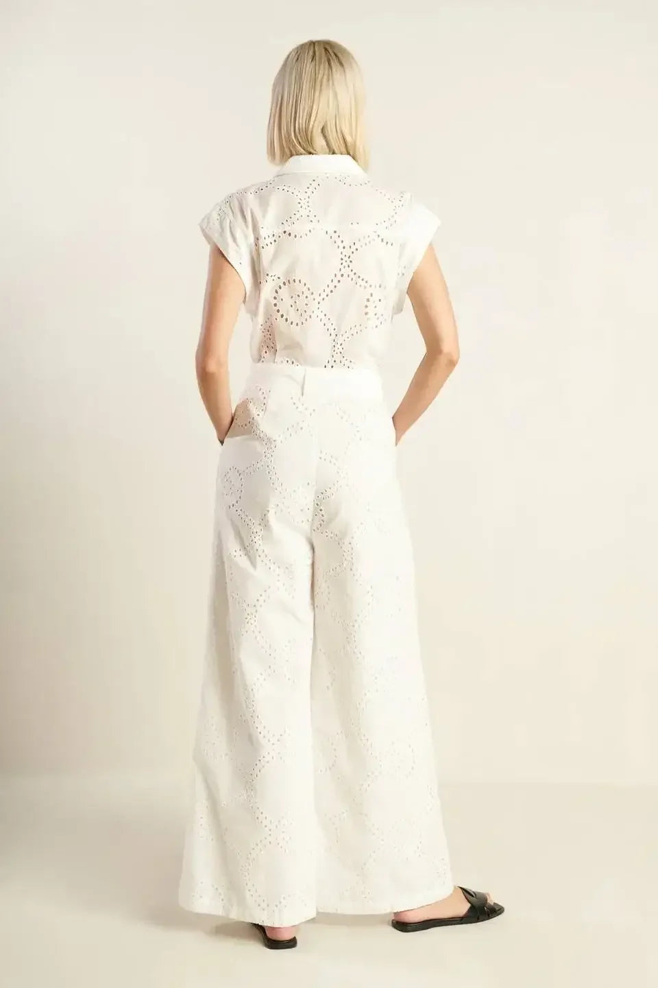 KNOW BETTER - WHITE EYELET JUMPSUIT