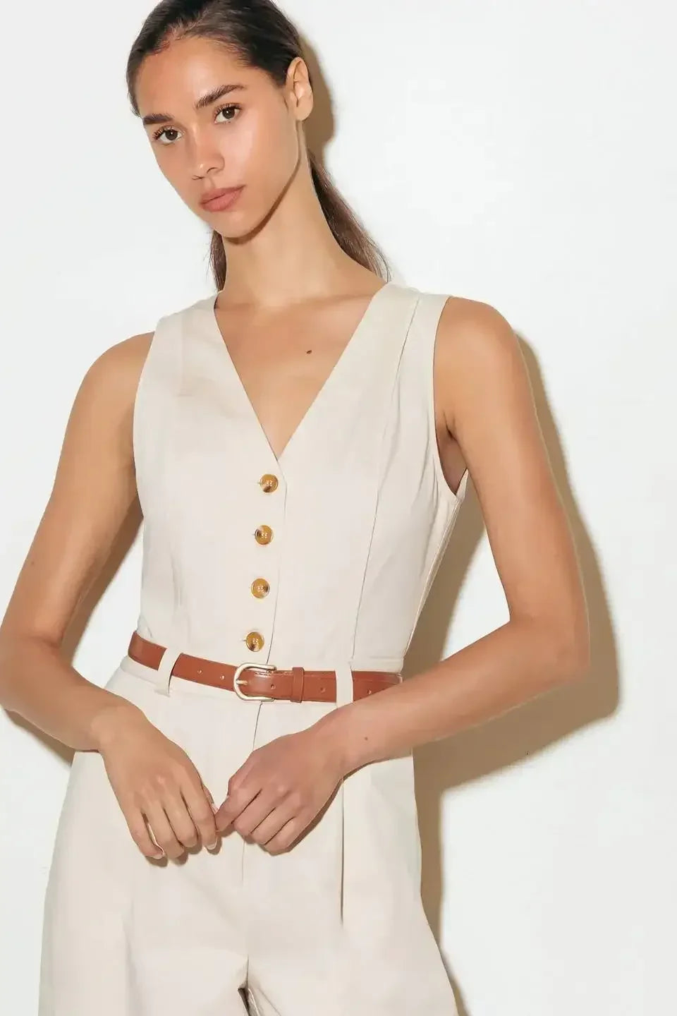 EVERYDAY ESSENTIAL JUMPSUIT - ALMOND