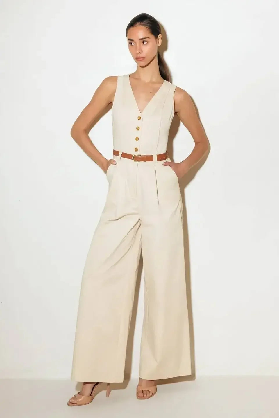 EVERYDAY ESSENTIAL JUMPSUIT - ALMOND