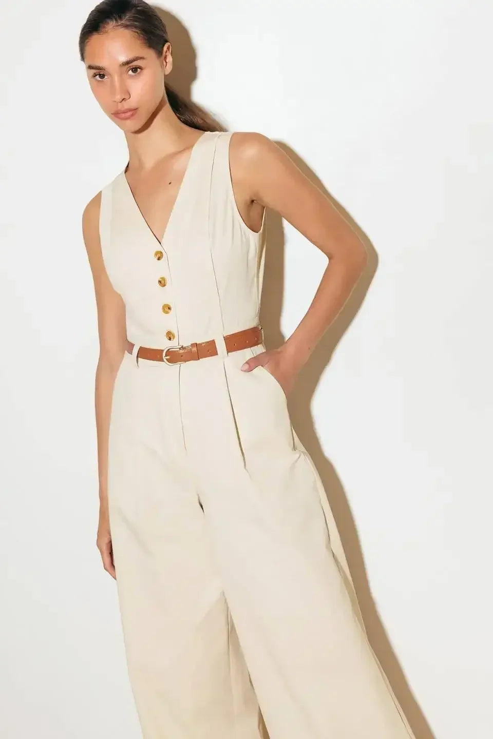 EVERYDAY ESSENTIAL JUMPSUIT - ALMOND
