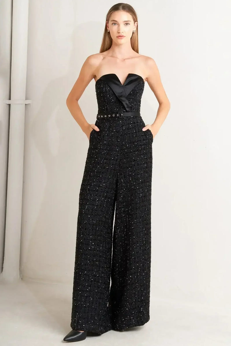 SPARK NOIR BLACK TWEED JUMPSUIT