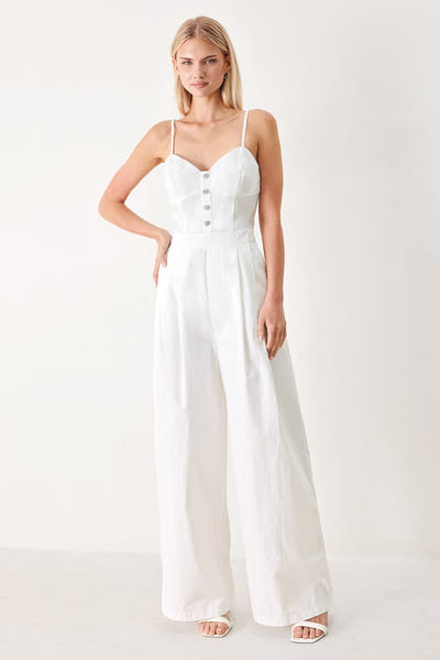 TRUE LOVE LOOK - WIDE LEG WHITE JUMPSUIT