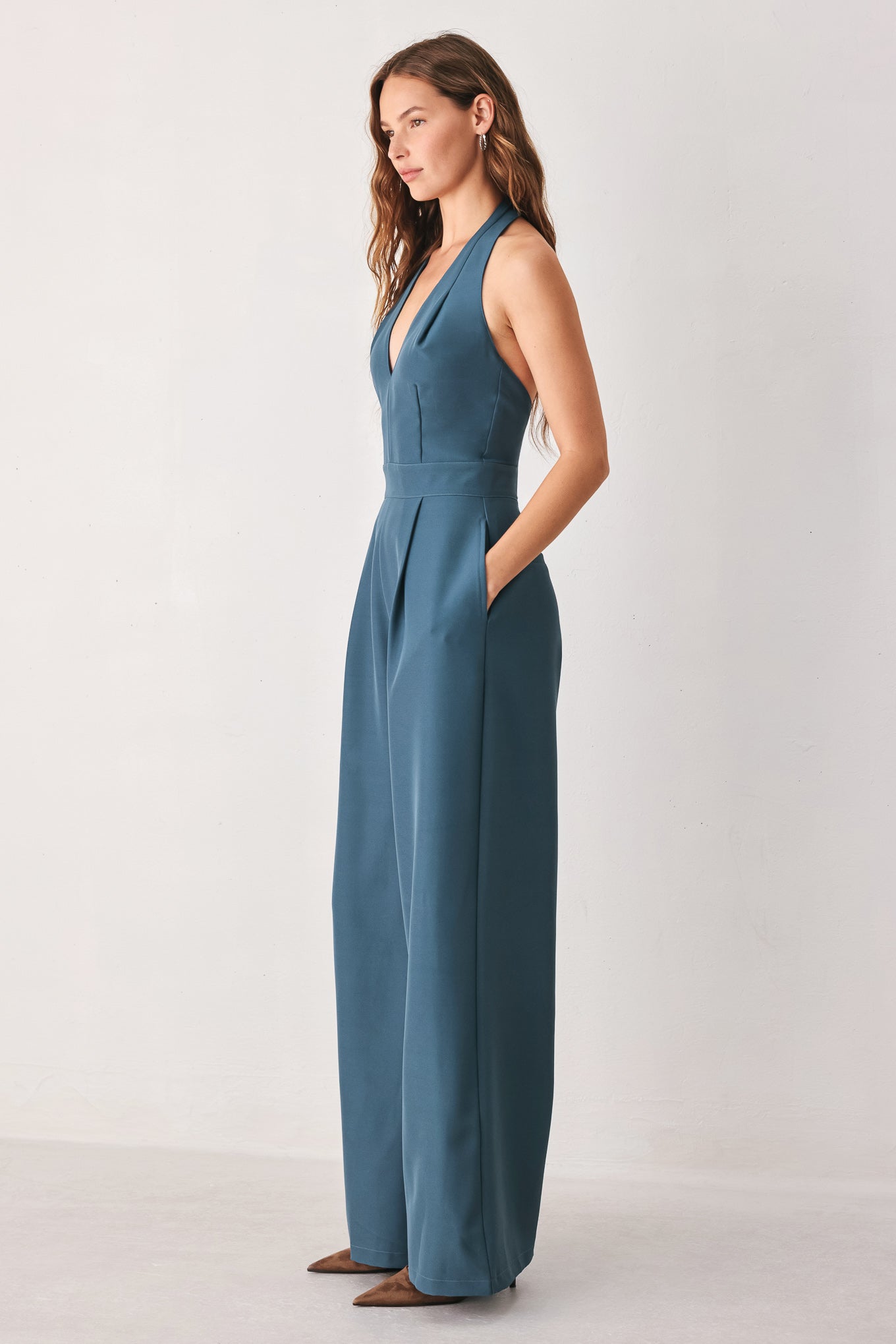ARCTIC BLUE - WIDE LEG HALTER JUMPSUIT