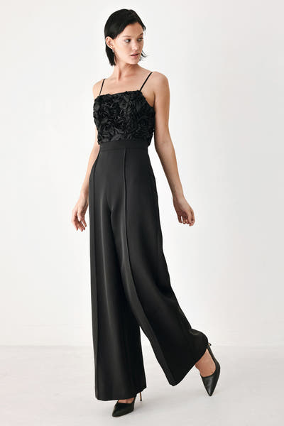 ROSÉ ALL NIGHT ROSETTE WIDE LEG JUMPSUIT