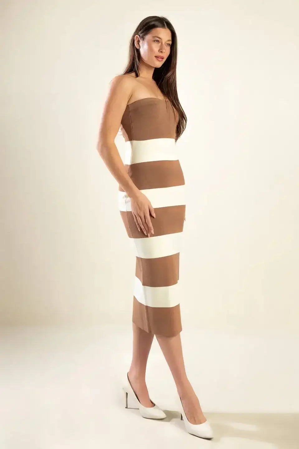 ROMANTIC AFTERNOON - STRAPLESS KNIT DRESS