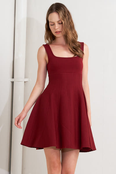SKATER IN WINE SWEATER MINI DRESS