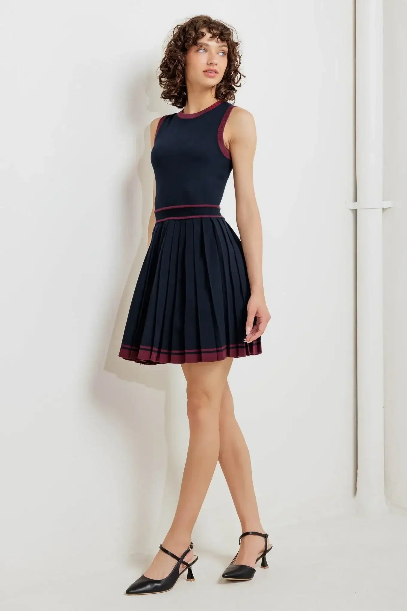 BERRY STRIPE SWEATER MINI DRESS