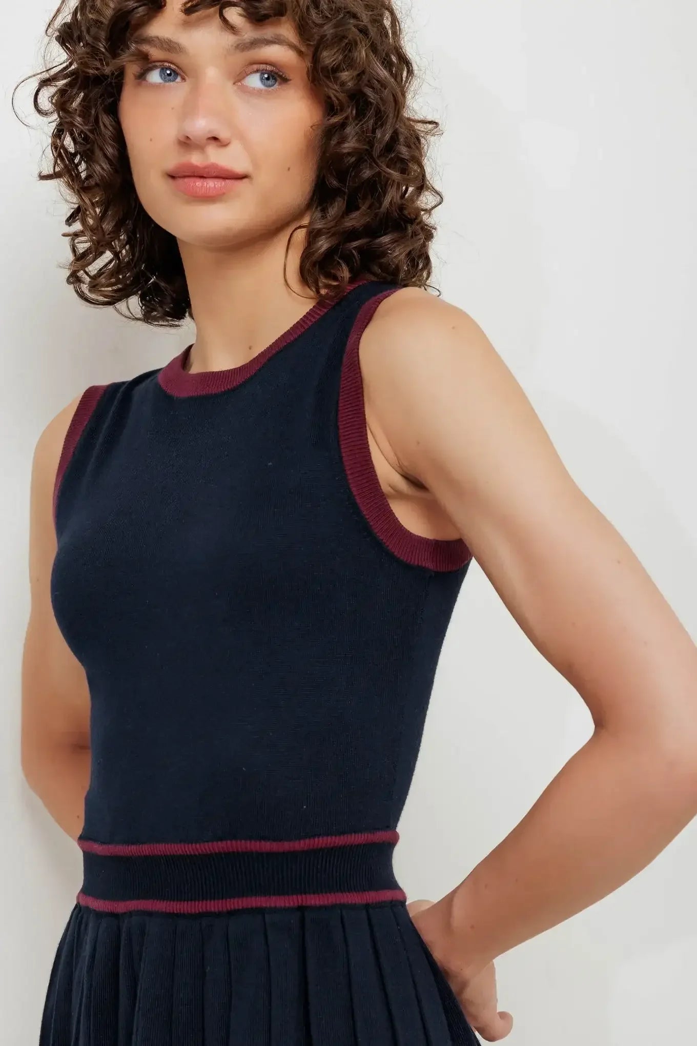 BERRY STRIPE SWEATER MINI DRESS