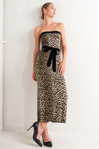 WILD ROMANCE LEOPARD KNIT MIDI DRESS - FINAL SALE