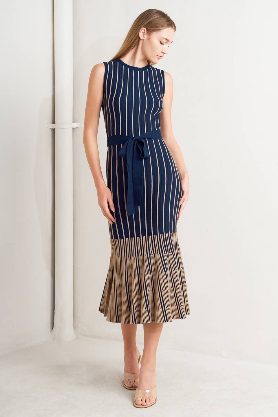 SWEATER KNIT NAVY MERMAID MIDI DRESS