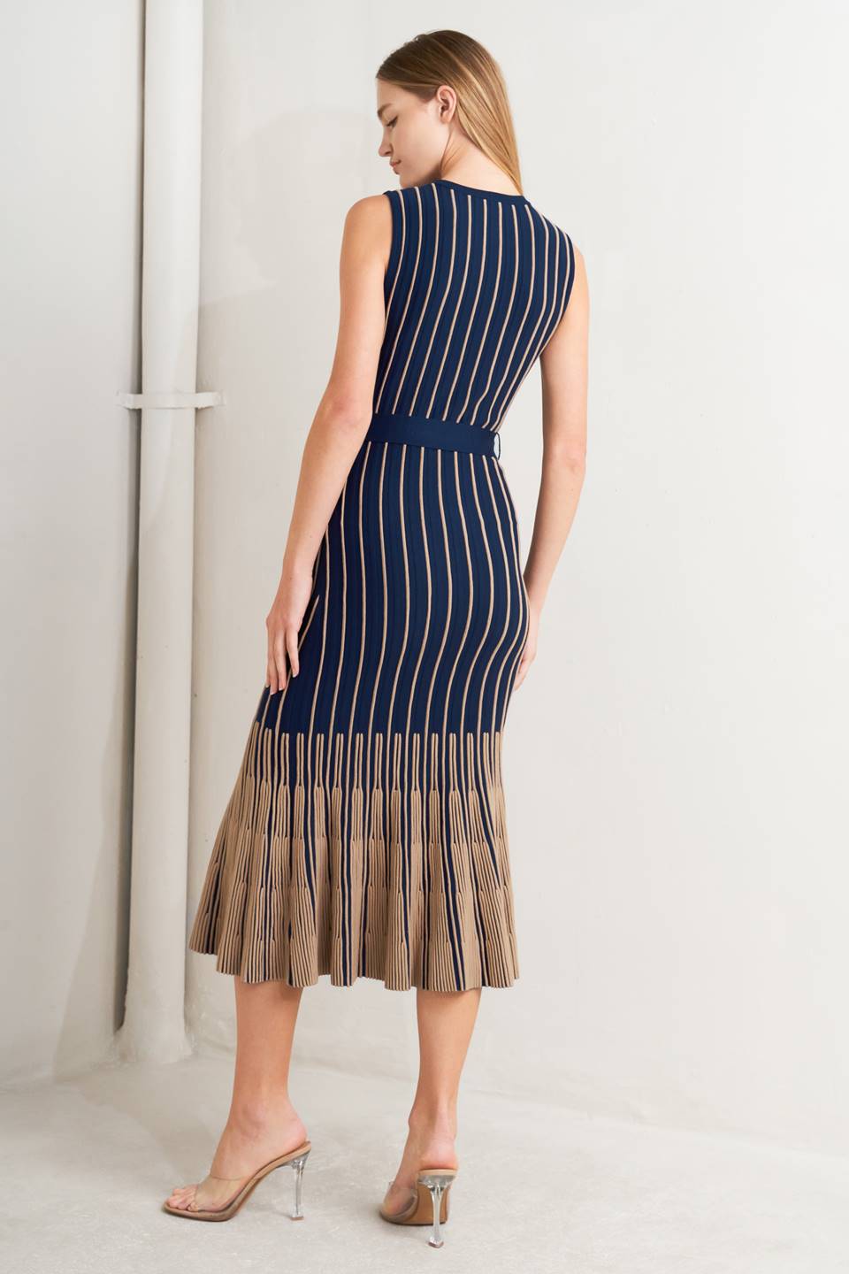 SWEATER KNIT NAVY MERMAID MIDI DRESS