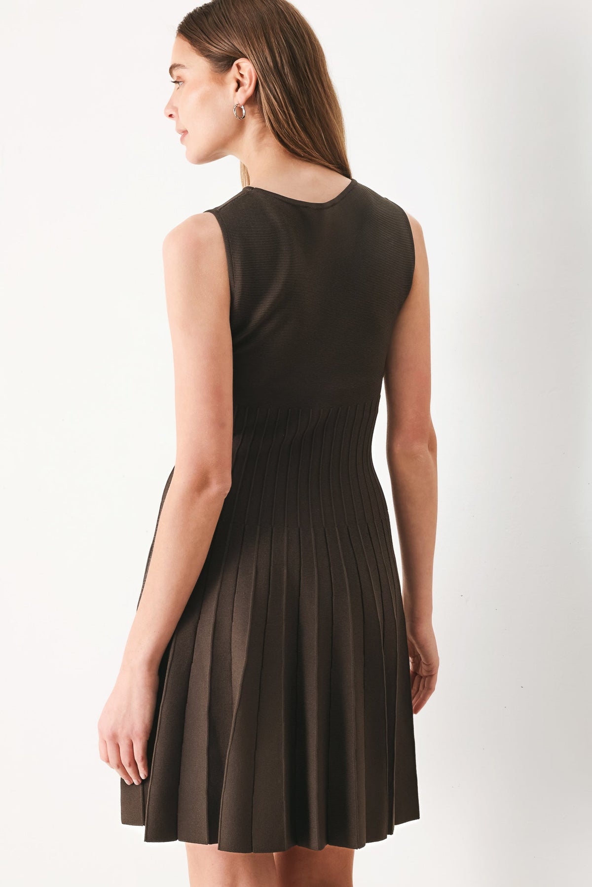 FSW1453 BROWN - Cocoa Luxe Drop-Waist Sweater Mini Dress | Lady Black Tie