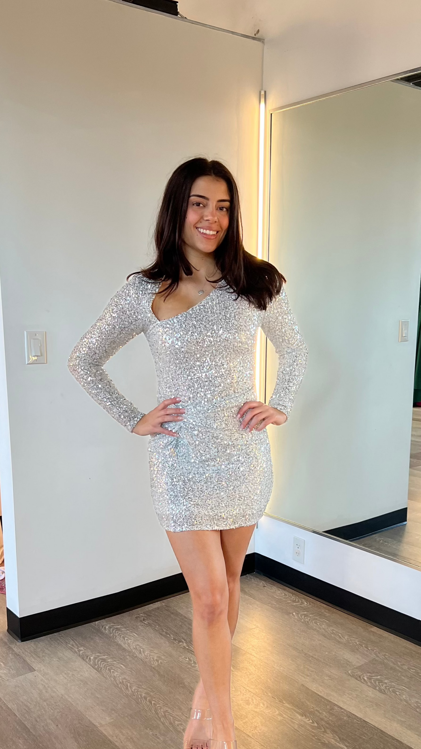 Kia Sequin Mini Dress - Silver