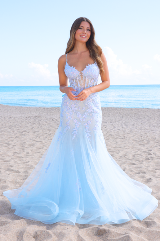 Lady Black Tie - Hera Gown - Baby Blue - Tulle & Floral Lace Mermaid Dress - Size 10 Lady Black Tie - Hera Gown - Baby Blue - Tulle & Floral Lace Mermaid Dress - Size 10