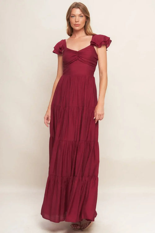 MARIBELLE MAXI DRESS - DEEP RED