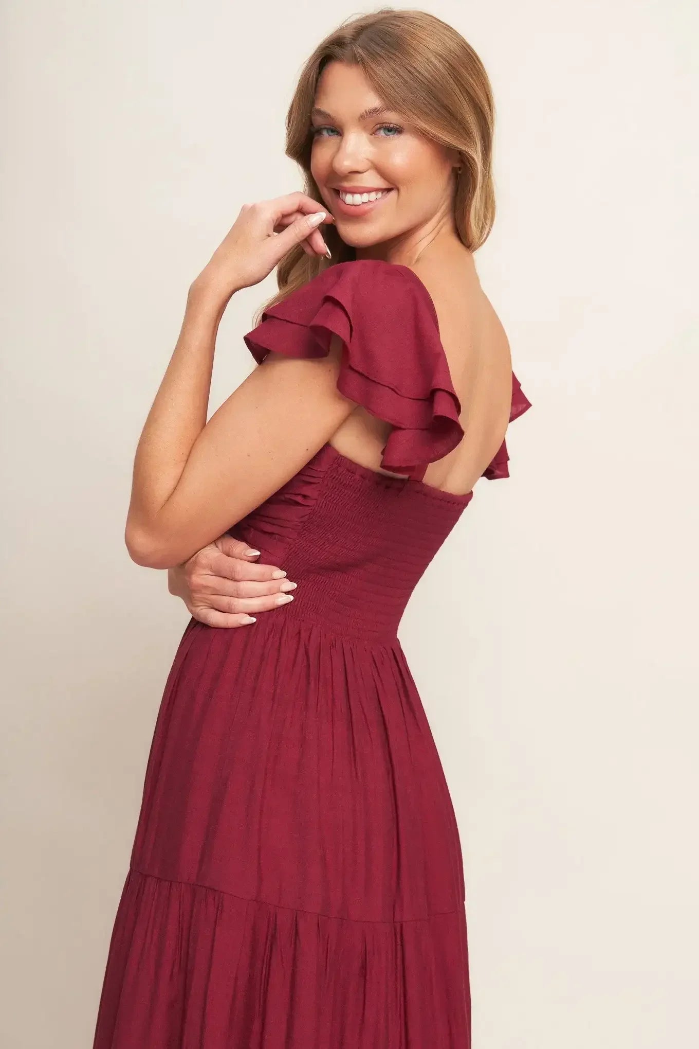 MARIBELLE MAXI DRESS - DEEP RED