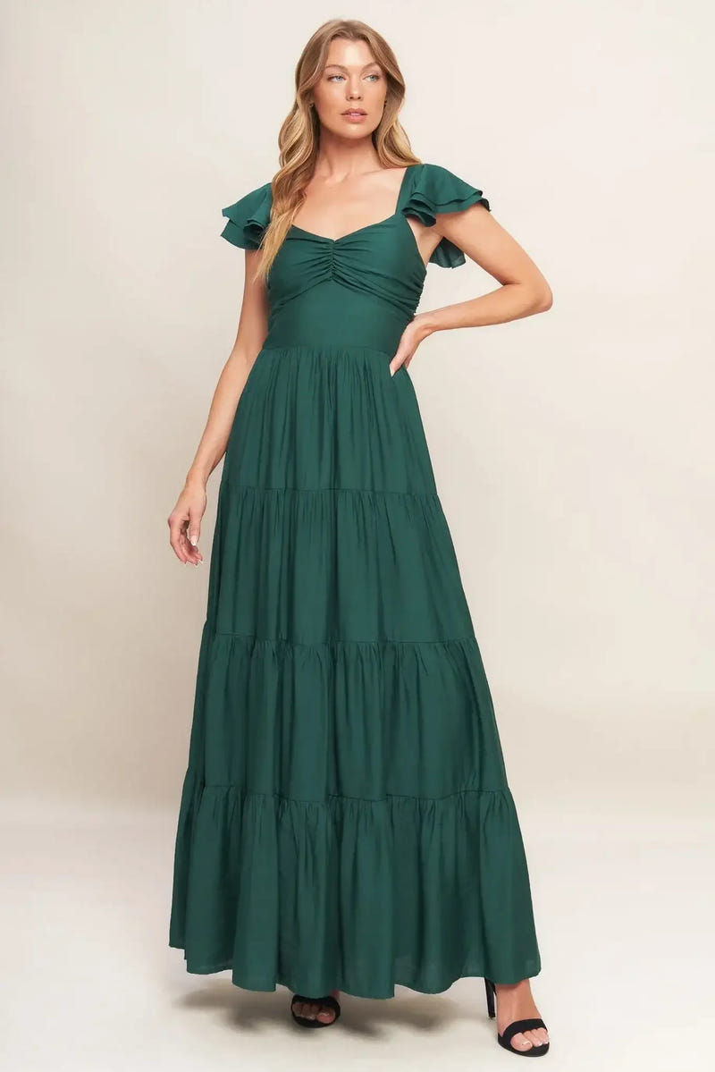 MARIBELLE MAXI DRESS - FOREST GREEN
