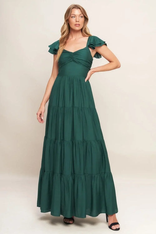 MARIBELLE MAXI DRESS - FOREST GREEN