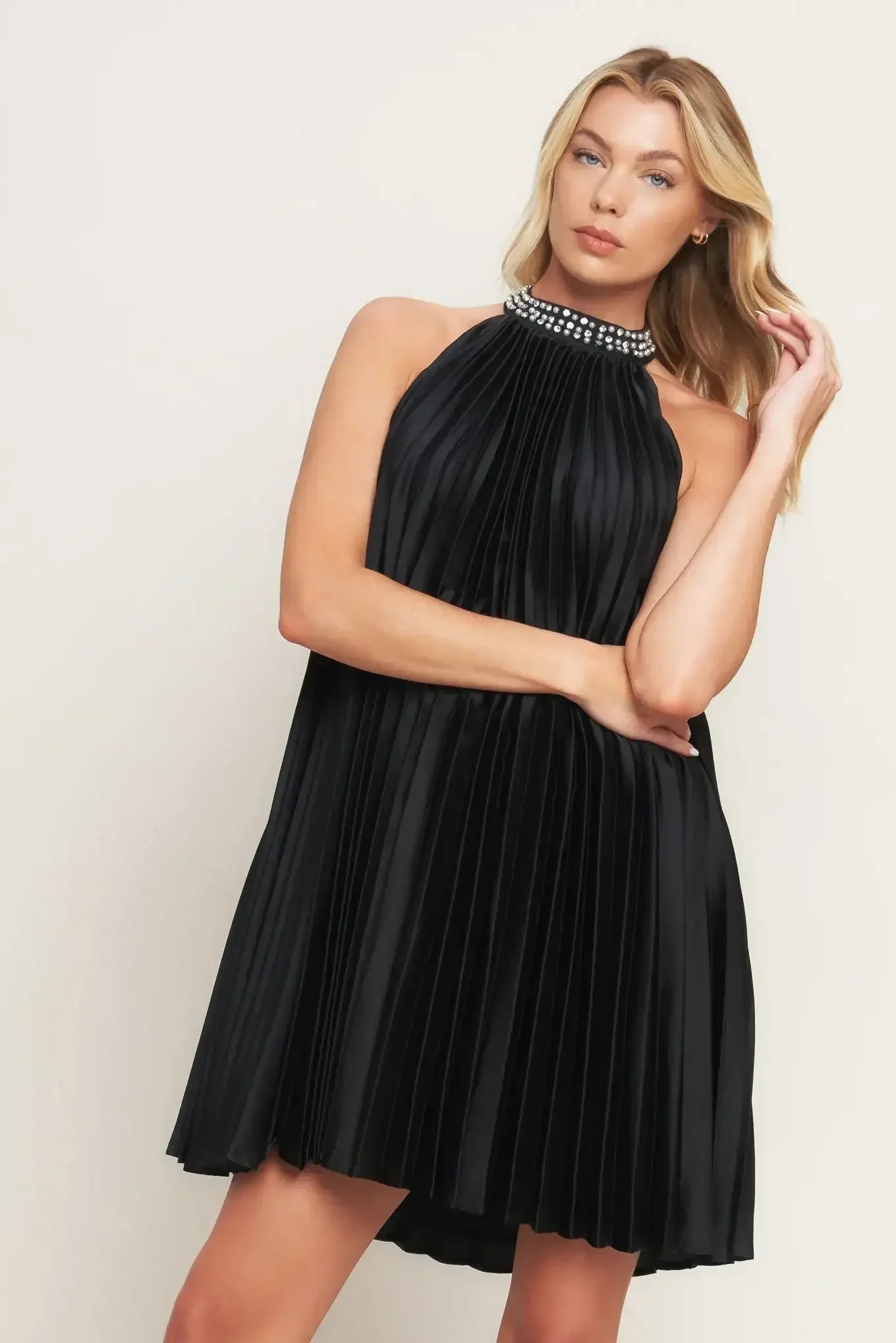 Black halter neck dress
