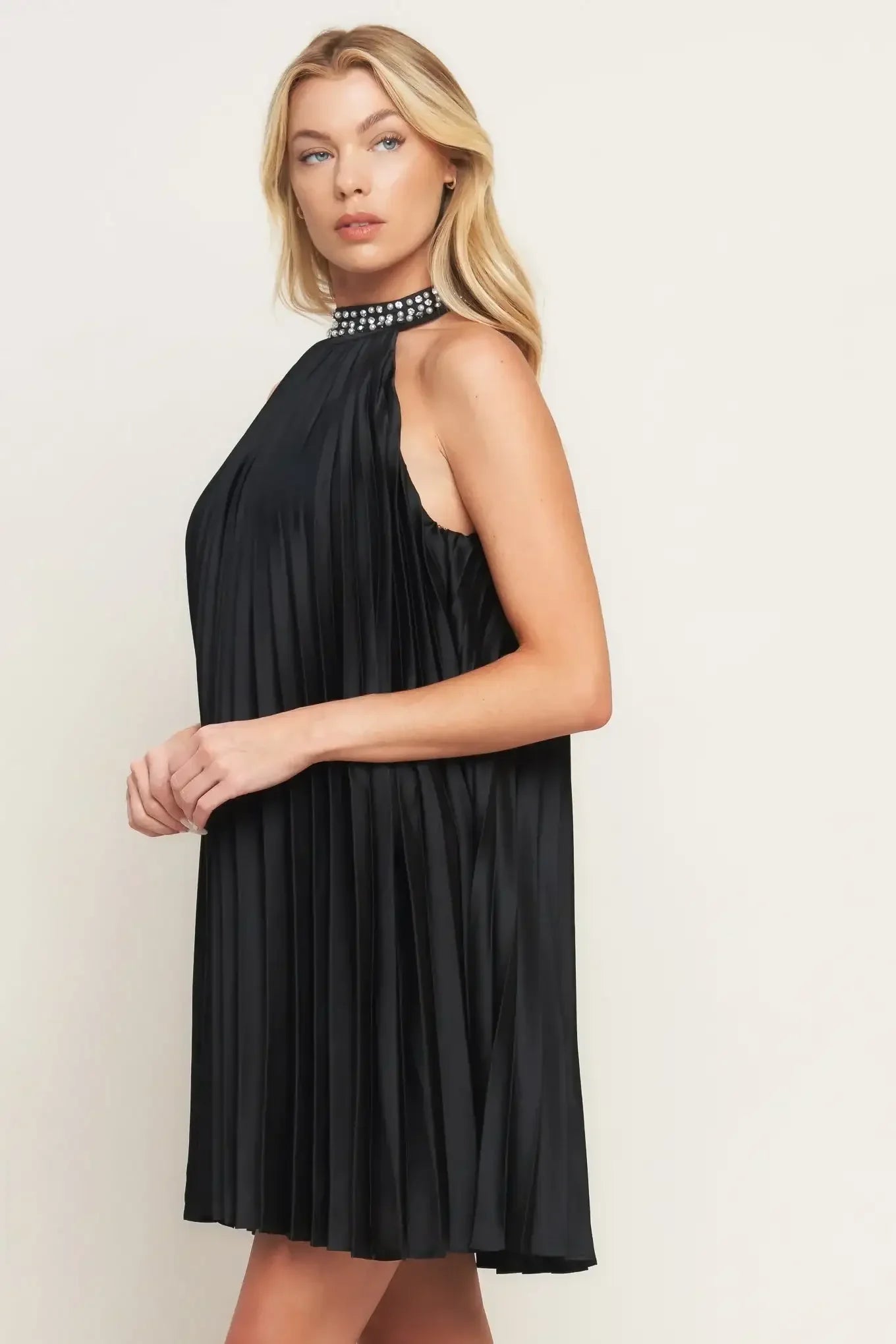Black halter neck dress