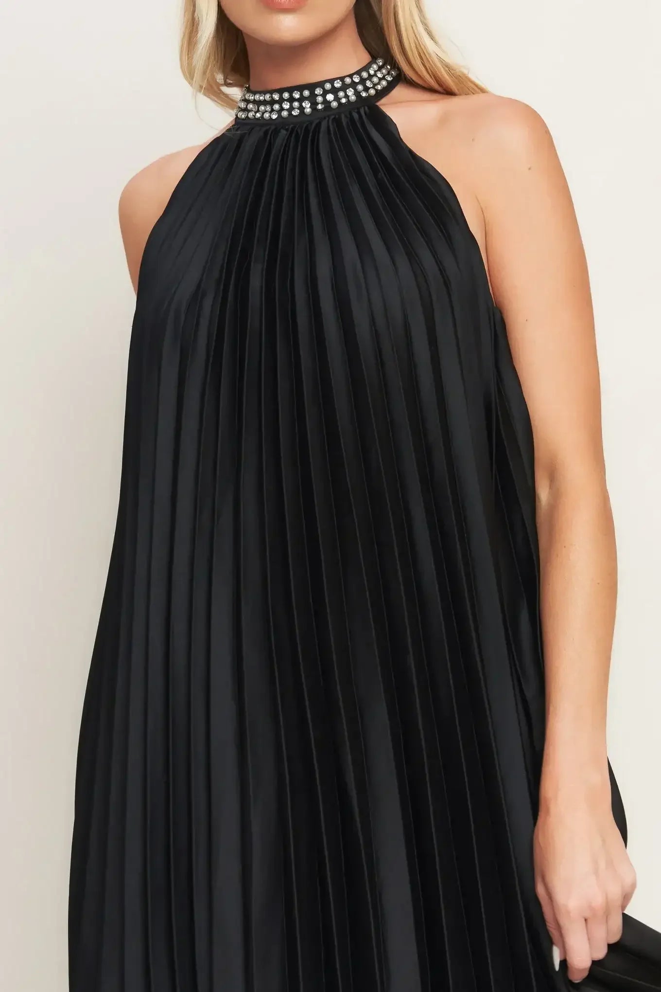 Black halter neck dress