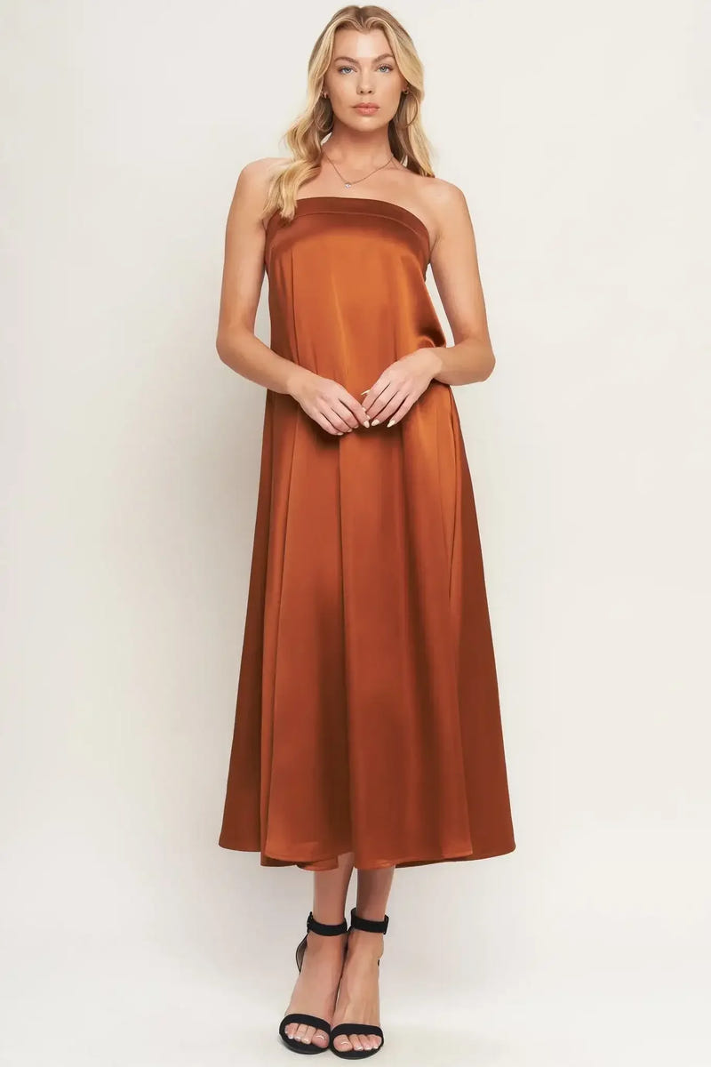 FROSTY ELEGANCE BRONZE SIENNA MIDI DRESS