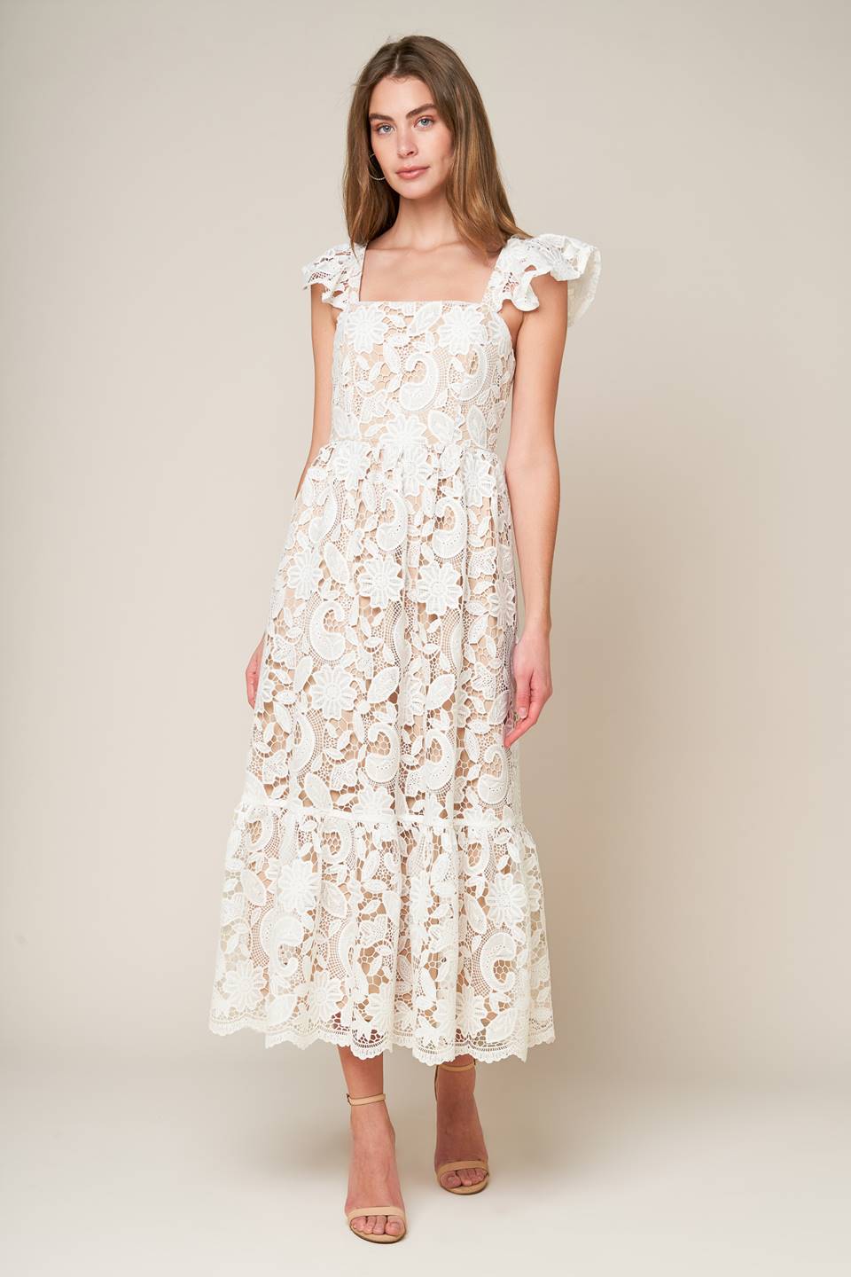STILL THINKING LACE MIDI DRESS - FINAL SALE