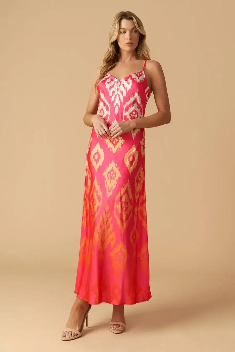 INDIE PINK IKAT SLIP DRESS