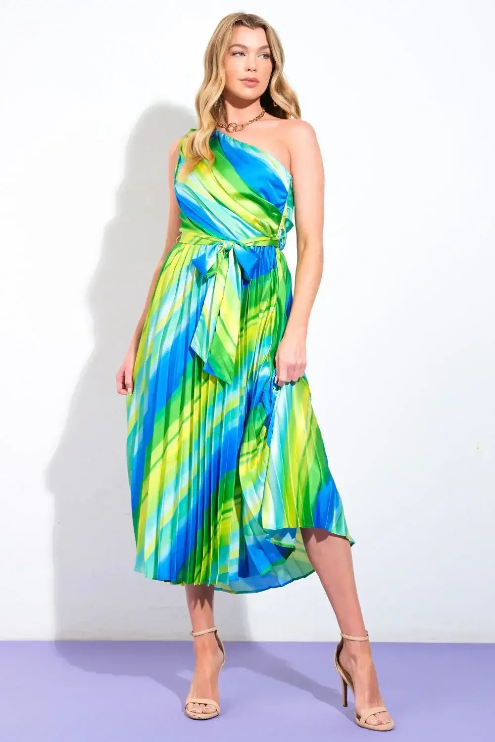 EXUBERANT ELEGANCE - ONE SHOULDER MIDI DRESS