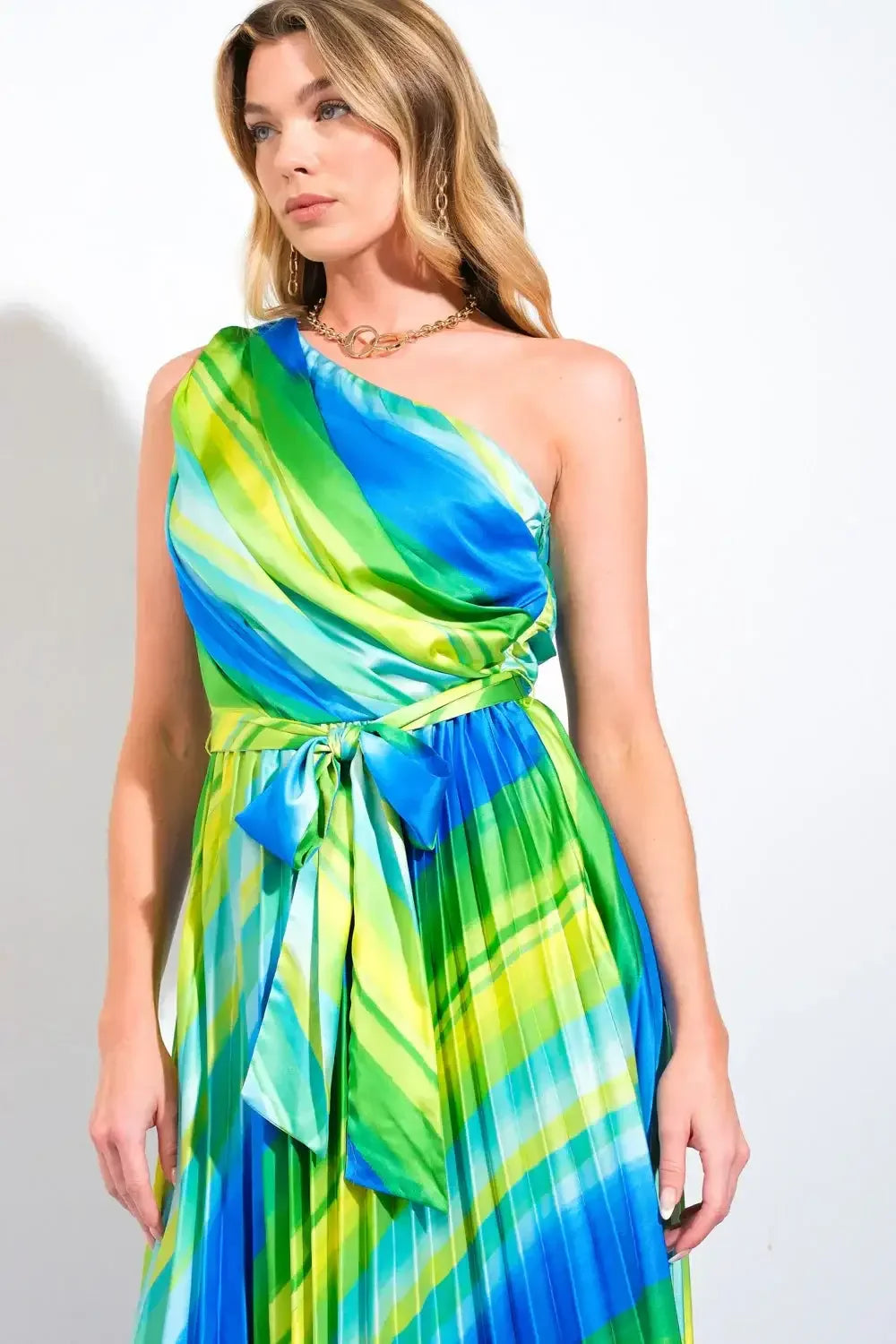 EXUBERANT ELEGANCE - ONE SHOULDER MIDI DRESS