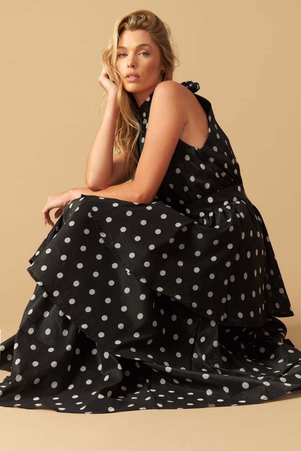 PRETTY IN POLKA DOTS HALTER MAXI DRESS Lady Black Tie