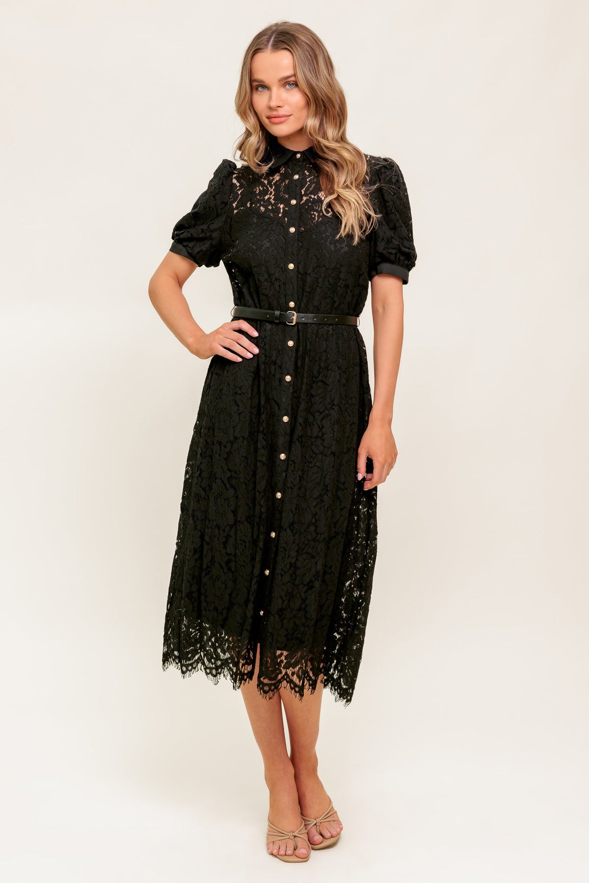 lace shirt dress black Lady Tie - Luka Rose Gold Dresses Size:0-1 Year (80cm) weekend brunches Pink & Black Split