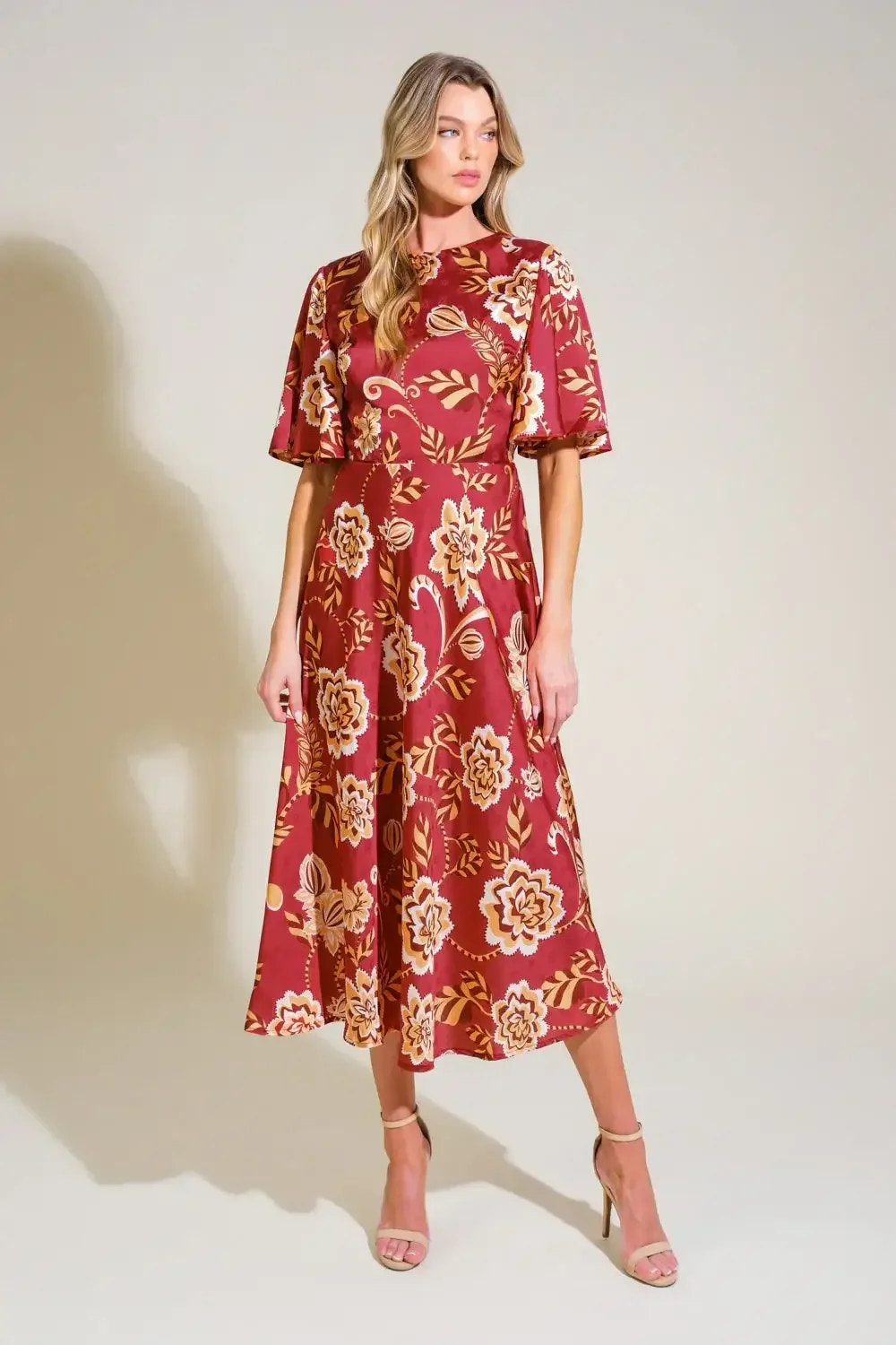 CABERNET ROSE - BURGUNDY MIDI DRESS