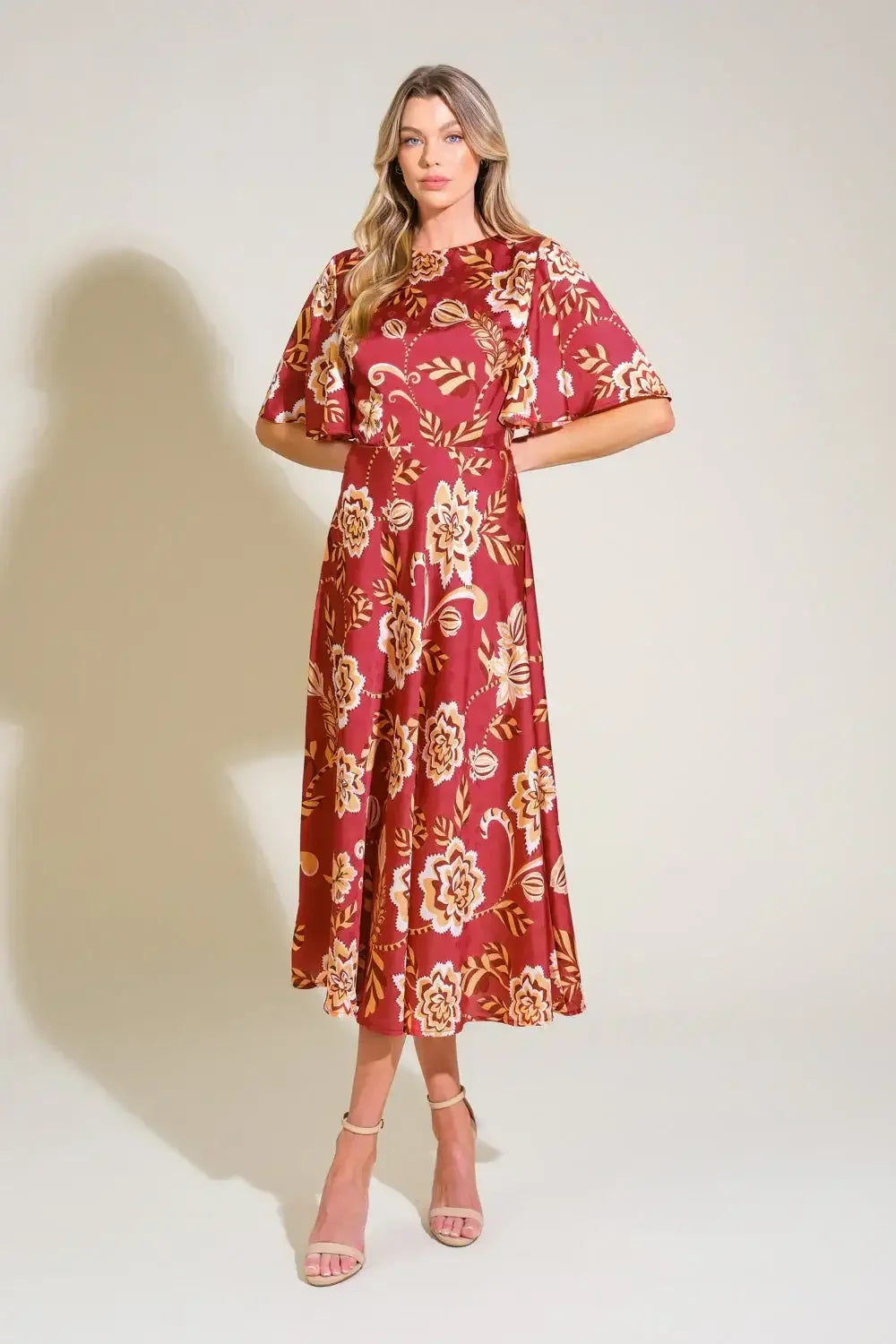 CABERNET ROSE - BURGUNDY MIDI DRESS