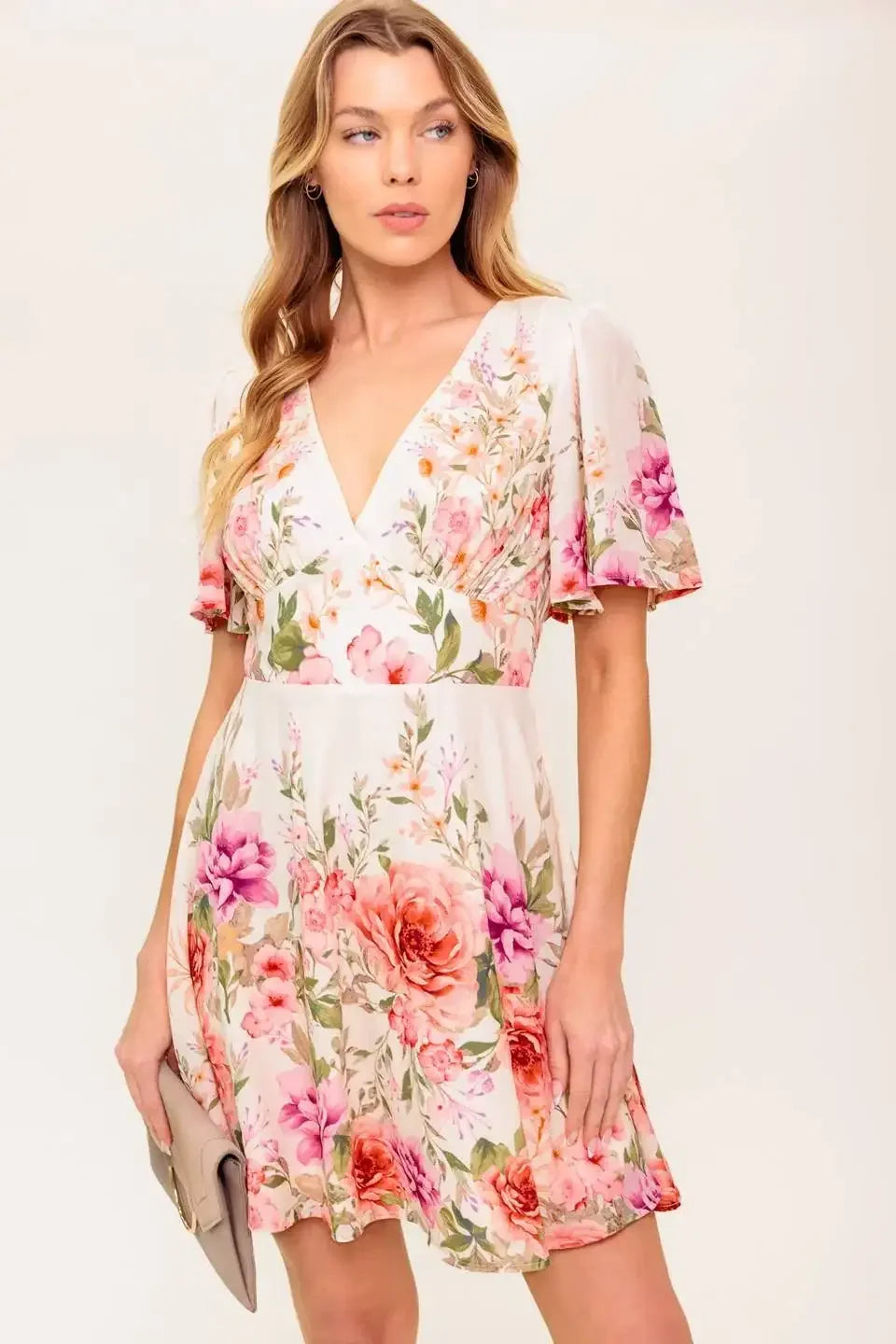 IMANI PRINTED MINI DRESS - LIGHT PINK