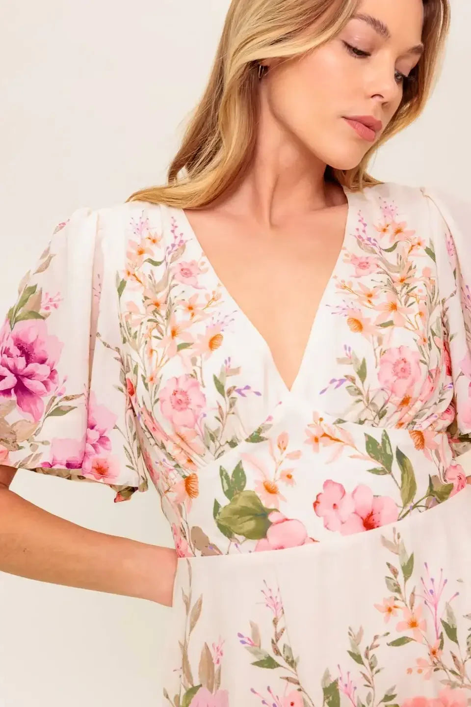 IMANI PRINTED MINI DRESS - LIGHT PINK