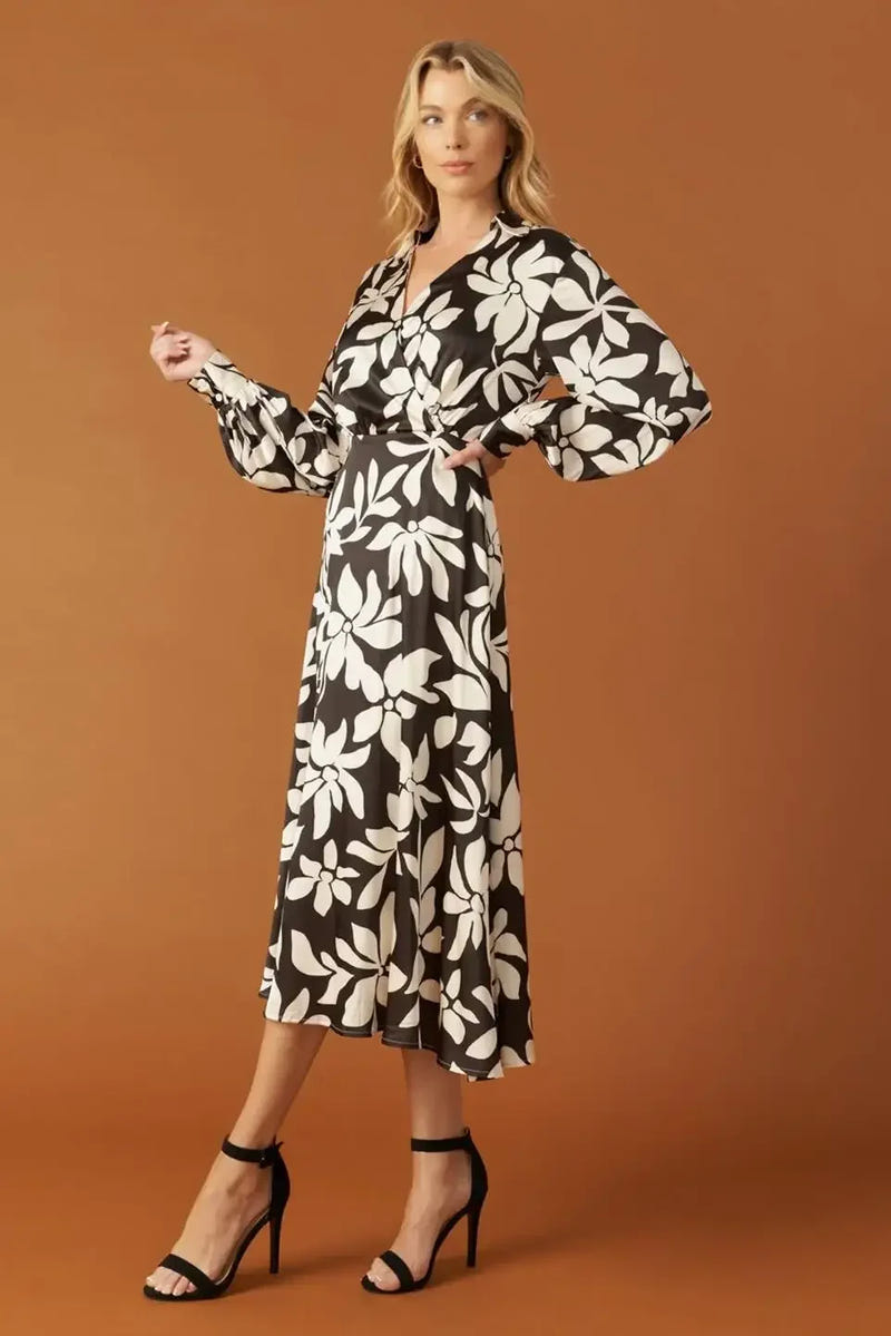 AFTER HOURS BLACK LONG SLEEVE MIDI DRESS