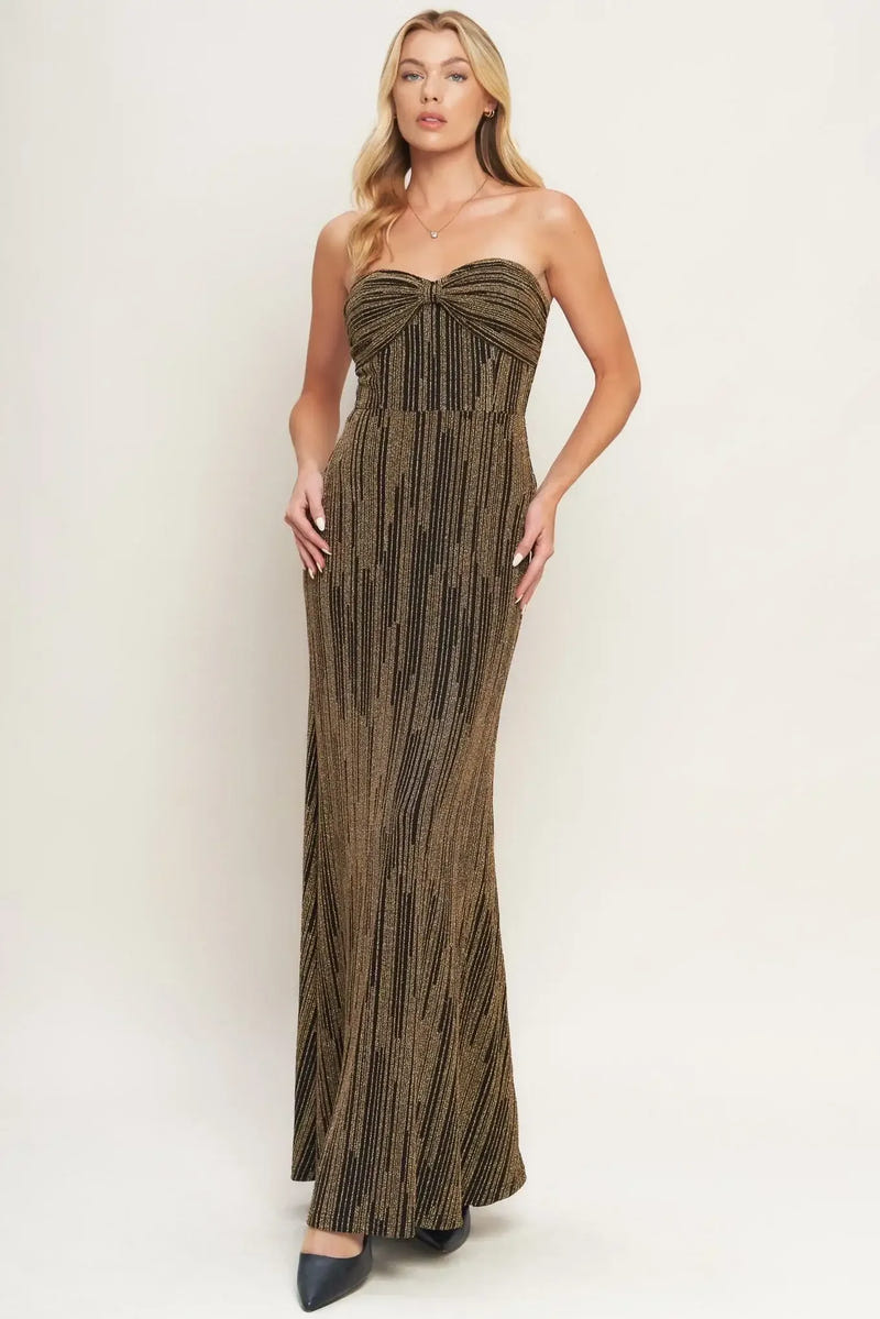 SACRED PROMISES METALLIC MAXI DRESS