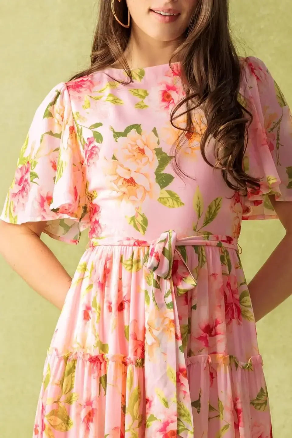 CARRIAGE RIDE ROMANCE - PINK FLORAL MAXI DRESS