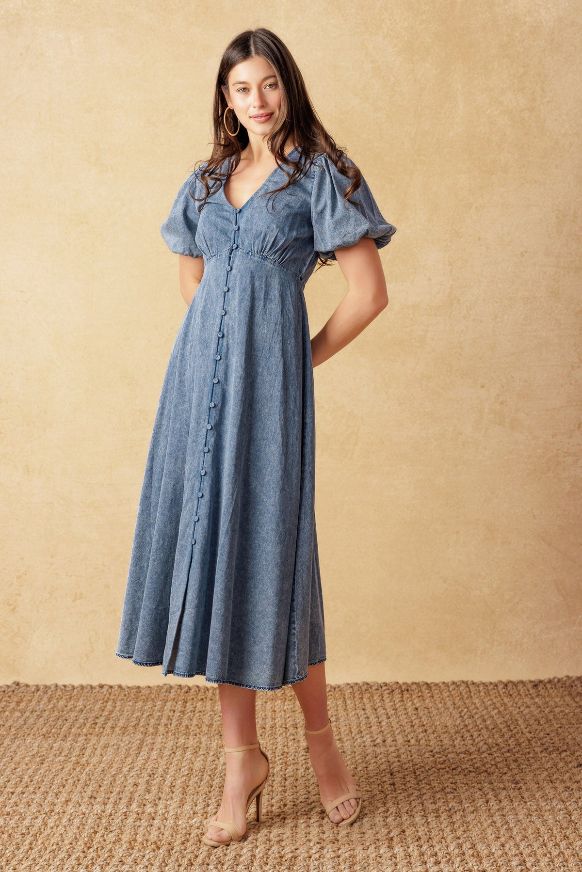 Lady Black Tie - Forever Mine Light Weight Denim Midi Dress