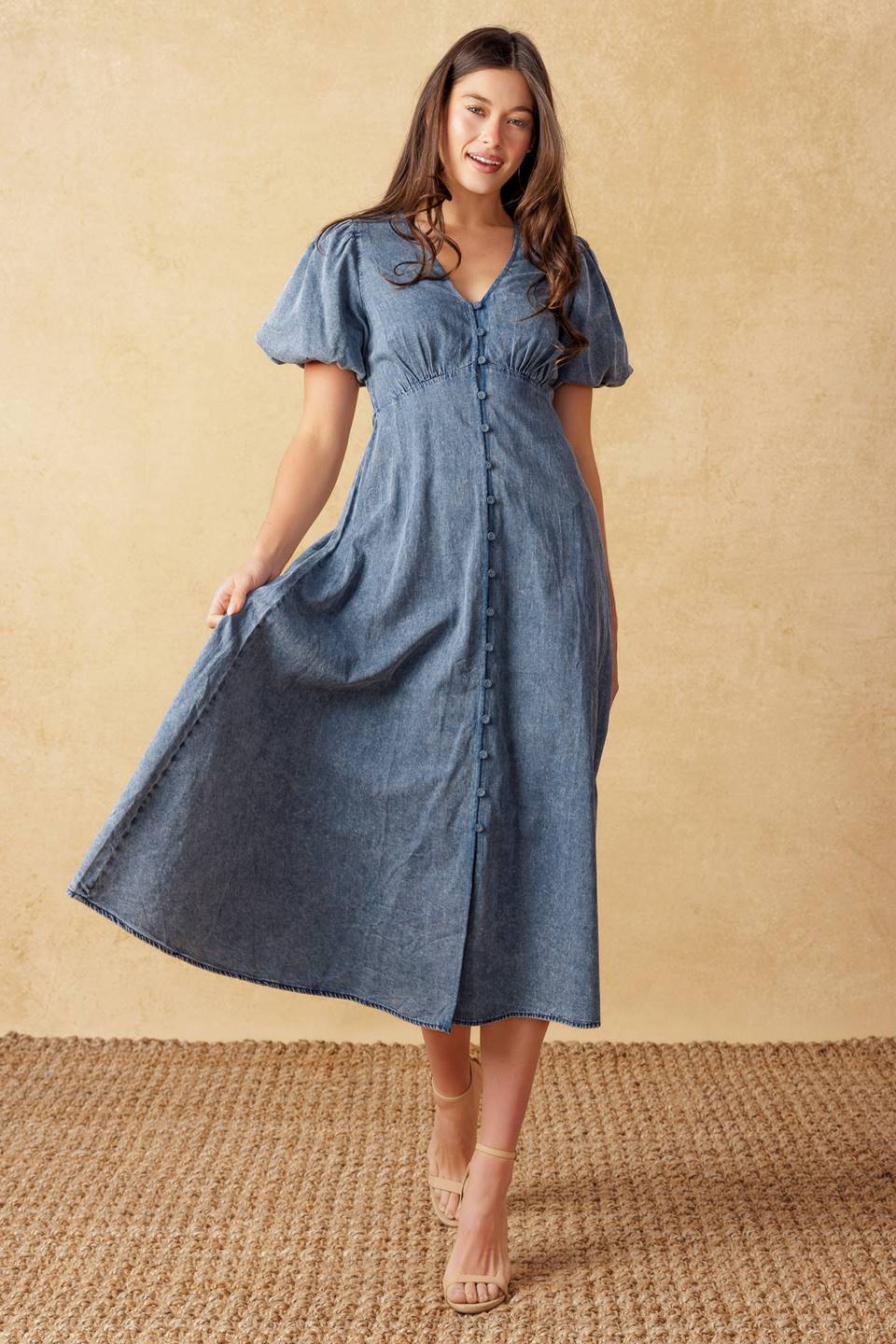 Lady Black Tie - Forever Mine Light Weight Denim Midi Dress - Size S Lady Black Tie - Forever Mine Light Weight Denim Midi Dress - Size S