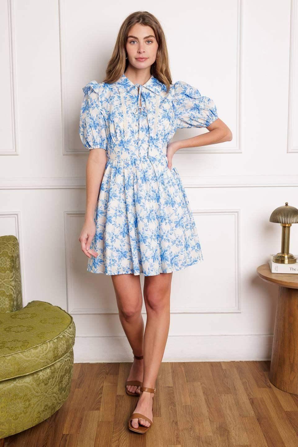 ABIGAIL FLORAL PUFF SLEEVE MINI DRESS