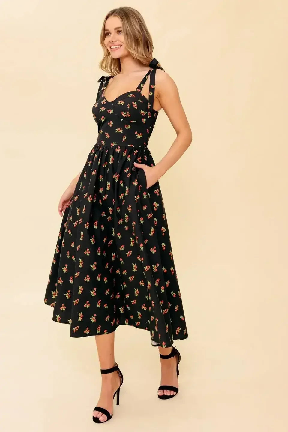 ENCHANTING MOMENTS WOVEN MIDI DRESS
