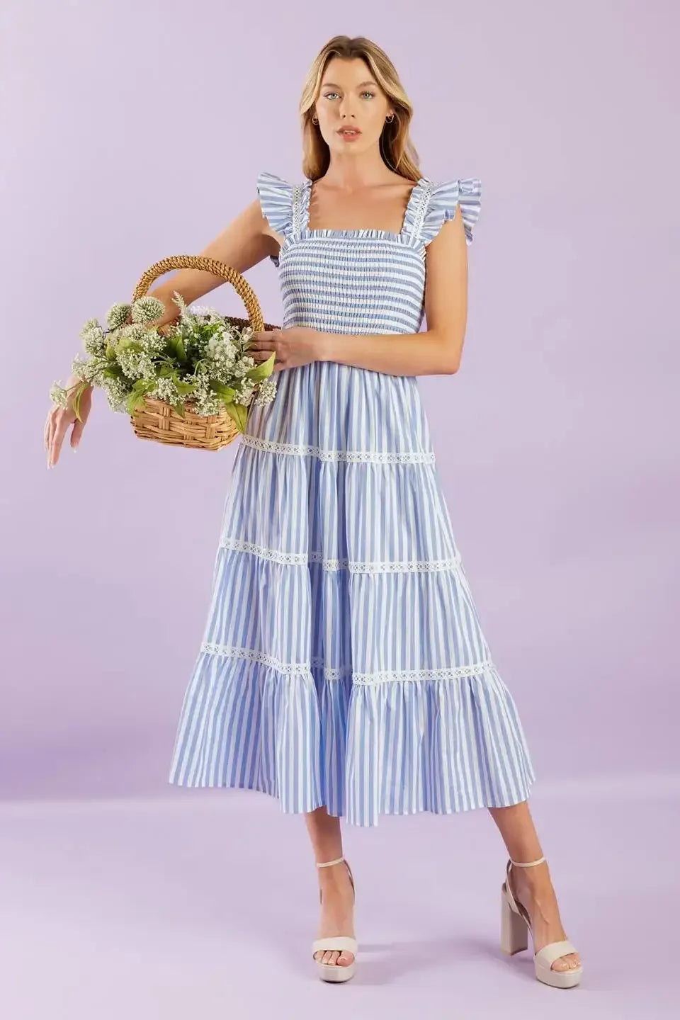 SWING OF THINGS BLUE MIDI DRESS