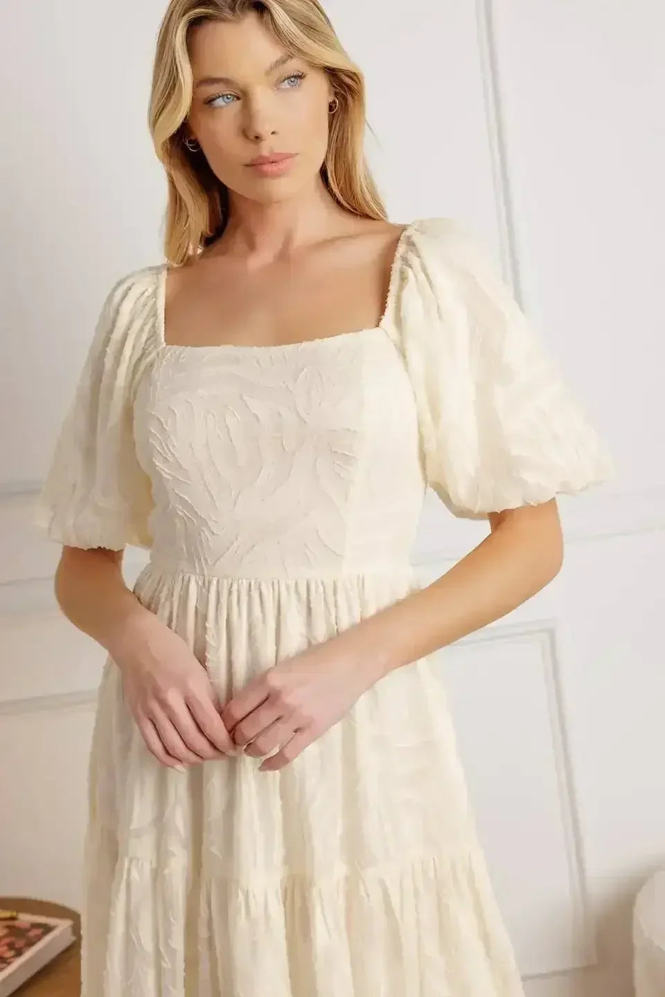 BRISK ADVENTURES EMBROIDERED MIDI DRESS - CREAM