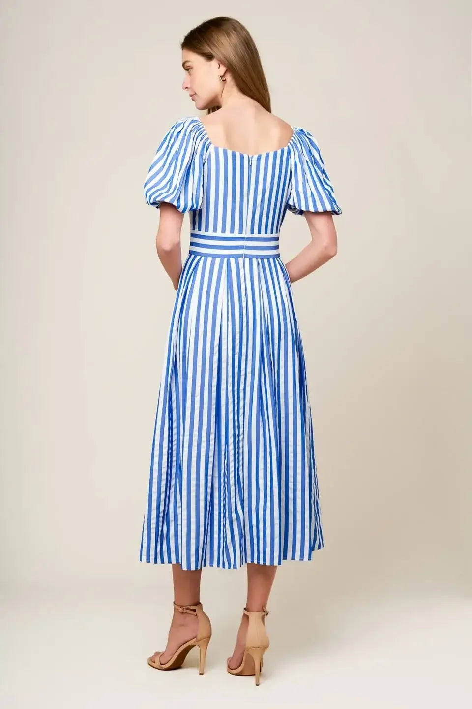 SUGAR RUSH - BLUE STRIPE MIDI DRESS