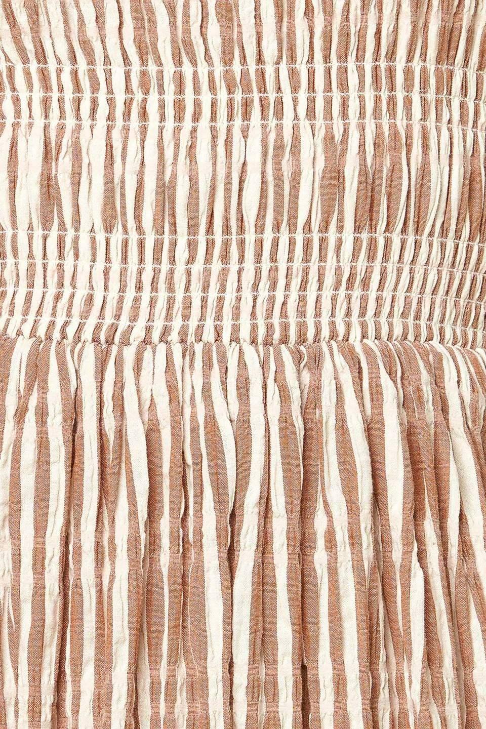 VALHALLA BROWN STRIPED MIDI DRESS