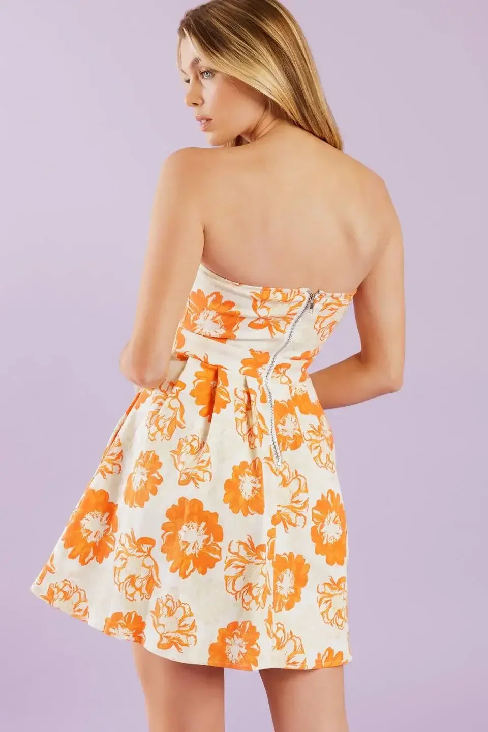 TANGERINE MIMOSAS ORANGE FLORAL MINI DRESS