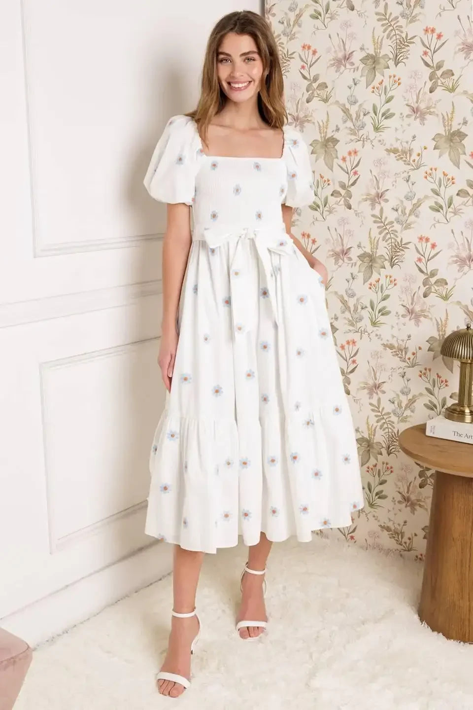 SUNNYSIDE LANE - EMBROIDERED MIDI DRESS